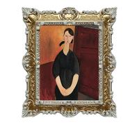 LIGUORO SHOP Stampa su Carta Telata Modigliani Dipinto Ritratto Paulette con Cornice in Stile Barocco 45X37cm (Oro/Bianco)