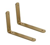 LIGUOYI 2 Pezzi Staffe per Mensole Pesanti - Nero/Oro, Mensola A Muro per Cucine Bagni, 10cm 25cm, Staffe per Mensole A Parete per Decorazione E Conservazione, 90 Gradi Staffa Angolare