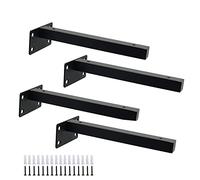 LIGUOYI 4 Pezzi Staffe per Mensola A Parete Nero - Staffe per Mensole Pesanti Industriali - per Garage Cucina Giardino Espositore - Reggimensola Metallo, 15cm 25cm 35cm 40cm