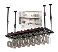 LIGUOYI Porta Bicchiere di Vino da Soffitto, Portabicchieri Porta Calici 2 Strati Larghezza E Altezza Regolabili Supporto da Sospeso per Bottiglie, per La Casa Bar Porta Bicchieri Vino Sospeso