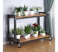 LIGUOYI Portafiori - Porta Piante da Esterno, 2/3 Ripiani Supporto Piante Stand di Piante con Ruote, Espositore per Piante in Metallo per Cortile, Giardino, Patio, Balcone, Soggiorno