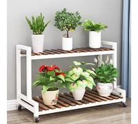 LIGUOYI Portafiori - Porta Piante da Esterno, 2/3 Ripiani Supporto Piante Stand di Piante con Ruote, Espositore per Piante in Metallo per Cortile, Giardino, Patio, Balcone, Soggiorno
