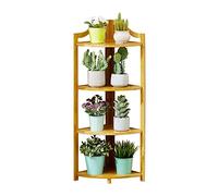 LIGUOYI Scaffale Ad Angolo in bambù Stand di Piante Libreria A 3/4/5 Livelli, Espositore per Piante, Scaffale Ad Angolo per Interni Impermeabile Struttura Stabile, Mobile A Ripiani per Bagno Cucina