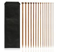 LIHAO 15 paia di aghi per maglieria, punta in bambù per lana (2 mm-10 mm/lunghezza 35 cm)