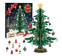 LIHAO Calendario Avvento 2025 Bambini Decorazioni Albero di Natale Piccolo in Legno Addobbi Natalizi Regali Natale Ragazzi Ragazze