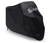 LIHAO Copertura di protezione per moto impermeabile, resistente al freddo e alle intemperie, protegge dalla polvere 190T - Nero, XXL