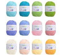 LIHAO Set di Gomitoli di Lana per Uncinetto, 12×50g Lana Gomitoli Acrilica Multicolore per Lavori a Maglia