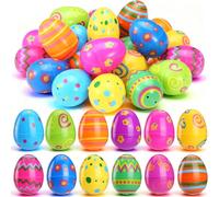 LIHAO Uova di Pasqua Colorate, 24pz Albero di Pasqua da Decorare, 4.2X 5.8cm