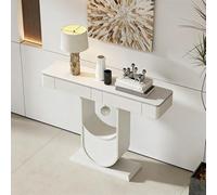 LIHDNGXM Console moderna con piano in pietra e cassetti, lungo tavolo rettangolare per divano, mobile ingresso per soggiorno, corridoio e atrio(White B,80x35x92cm)