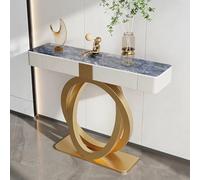 LIHDNGXM Console moderna con piano in pietra e cassetti, lungo tavolo rettangolare per divano, mobile ingresso per soggiorno, corridoio e atrio(Gold C,80x35x92cm)