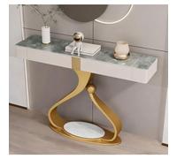 LIHDNGXM Console stretta a mezzaluna, tavolo da corridoio con 2 cassetti, base in acciaio al carbonio salvaspazio, decorativa per soggiorno, corridoio e atrio(Gold D,120x35x92cm)