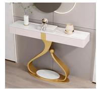 LIHDNGXM Console stretta a mezzaluna, tavolo da corridoio con 2 cassetti, base in acciaio al carbonio salvaspazio, decorativa per soggiorno, corridoio e atrio(Gold A,80x35x92cm)