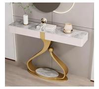 LIHDNGXM Console stretta a mezzaluna, tavolo da corridoio con 2 cassetti, base in acciaio al carbonio salvaspazio, decorativa per soggiorno, corridoio e atrio(Gold B,140x35x92cm)
