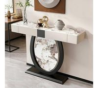 LIHDNGXM Consolle D’accento Moderna Rettangolare In Marmo Con 2 Cassetti, Tavolo Per Divano Dietro Il Divano, Tavolo Di Ingresso Di Lusso Per Soggiorno, Corridoio, Foyer(Black B,100x35x92cm)