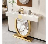 LIHDNGXM Consolle D’accento Moderna Rettangolare In Marmo Con 2 Cassetti, Tavolo Per Divano Dietro Il Divano, Tavolo Di Ingresso Di Lusso Per Soggiorno, Corridoio, Foyer(Gold B,120x35x92cm)