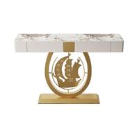 LIHDNGXM Consolle D’ingresso Industriale Con 2 Cassetti, Piano In Pietra, Tavolo Per Divano Rettangolare Stretto, Base In Acciaio Al Carbonio, Decorativa Per Soggiorno E Camera(Black B,120x35x92cm)