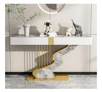 LIHDNGXM Consolle Stretta A Mezzaluna Con Cassetti, Lungo Tavolo Laterale Per Divano Dietro Il Divano, Mobile Per Ingresso, Corridoio E Portico(Gold B,140x35x92cm)