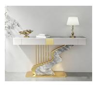 LIHDNGXM Consolle Stretta Per Corridoio E Divano Con Due Cassetti, Tavolo D’ingresso Creativo Con Base In Acciaio Al Carbonio Per Soggiorno E Corridoio(Gold C,140x35x92cm)