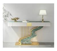 LIHDNGXM Consolle Stretta Per Corridoio E Divano Con Due Cassetti, Tavolo D’ingresso Creativo Con Base In Acciaio Al Carbonio Per Soggiorno E Corridoio(Gold D,100x35x92cm)