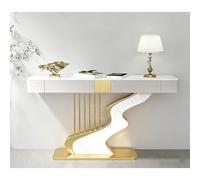 LIHDNGXM Consolle Stretta Per Corridoio E Divano Con Due Cassetti, Tavolo D’ingresso Creativo Con Base In Acciaio Al Carbonio Per Soggiorno E Corridoio(Gold A,120x35x92cm)