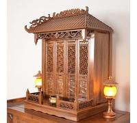 LIHDNGXM Mensola Per Altare A Muro/Da Scrivania In Legno Massiccio, Tempio Buddhista, Altare Di Buddha, Nicchia Per Offerte Buddhiste Di Guanyin Per Pooja E Tributi Di Incenso(With door,48cm)