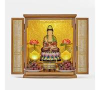 LIHDNGXM Mensola Per Altare A Muro In Legno Per La Casa, Armadio Per Altare Buddhista In Legno Massiccio, Mensola Buddhista Per La Casa, Da Muro/Da Scrivania(Classical,35x42.5x29cm)