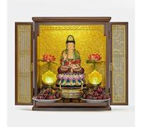 LIHDNGXM Mensola Per Altare A Muro In Legno Per La Casa, Armadio Per Altare Buddhista In Legno Massiccio, Mensola Buddhista Per La Casa, Da Muro/Da Scrivania(Walnut,42.5x50x29cm)