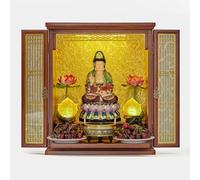 LIHDNGXM Mensola Per Altare A Muro In Legno Per La Casa, Armadio Per Altare Buddhista In Legno Massiccio, Mensola Buddhista Per La Casa, Da Muro/Da Scrivania(Red,47x60x35cm)