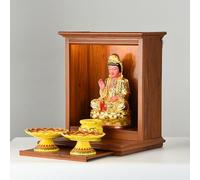 LIHDNGXM Mobile da parete in legno per l'altare domestico, supporto espositivo per la statua del Dio della Ricchezza e Guanyin, nicchia per preghiere, tavolo per incenso(Brown-B,51x36x56cm)