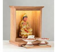 LIHDNGXM Mobile da parete in legno per l'altare domestico, supporto espositivo per la statua del Dio della Ricchezza e Guanyin, nicchia per preghiere, tavolo per incenso(Natural-B,44x35x45cm)