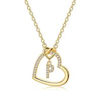 LIHELEI Collana Donna Argento, S925 Argento 26 Lettera Maiuscola Con Zirconi Collana Moglie Mamma Compleanno Natale Anniversario Festa Della Mamma Gioielli Donna Regalo - P(Oro)