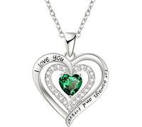 LIHELEI Collana Donna Cuore Birthstone, Argento S925 Collana Cubic Zirconia, Gioielli Regalo Per Donna Anniversario Compleanno Festa Della Mamma Valentin’s Day - May(Argento)