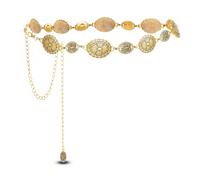LIHIQIYA Cintura da donna a concho, dorata, per Halloween, colore turchese, in vita, regolabile, in metallo, per costume da cowgirl, Gold-130cm, metallo, metallo.