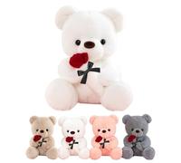 LIHIQIYA Orsacchiotto Peluche con Rosa, Regali Nozze Donna, 25CM Orso di Peluche con Rosa Piccolo e Morbido Orsacchiotto, Matrimonio Anniversario Regali di per Donna Bambini Fidanzata Ragazze