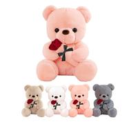 LIHIQIYA Orsacchiotto Peluche con Rosa, Regali Nozze Donna, 45CM Orso di Peluche con Rosa Piccolo e Morbido Orsacchiotto, Matrimonio Anniversario Regali di per Donna Bambini Fidanzata Ragazze