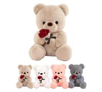 LIHIQIYA Orsacchiotto Peluche con Rosa, Regali Nozze Donna, 45CM Orso di Peluche con Rosa Piccolo e Morbido Orsacchiotto, Matrimonio Anniversario Regali di per Donna Bambini Fidanzata Ragazze