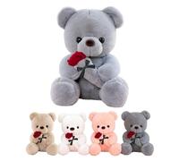 LIHIQIYA Orsacchiotto Peluche con Rosa, Regali Pasqua Donna, 35CM Orso di Peluche con Rosa Piccolo e Morbido Orsacchiotto, Anniversario Compleanno Regali di Pasqua per Donna Bambini Fidanzata Ragazze