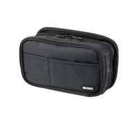 Lihit Lab - Astuccio grande capacità con tripla cerniera, per scuola, ufficio, università, grande capacità, 8 scomparti, per adulti, adolescenti, ragazzi, ragazze, cosmetici da viaggio, nero corvino