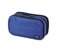 Lihit Lab - Astuccio per matite con tripla cerniera per scuola, ufficio, università, grande capacità, 8 scomparti, porta matite per adulti, ragazzi e ragazze, colore: blu (A7556-108)