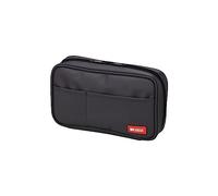 Lihit Lab portapenne con doppia cerniera, Nero, Standard: 7.9 x 2.0 x 4.7