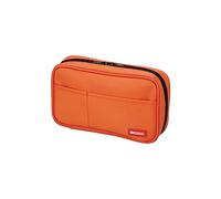Lihit Lab portapenne con doppia cerniera, Orange, Standard: 7.9 x 2.0 x 4.7