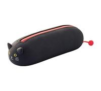 LIHITLAB PuniLabo - Astuccio porta penne con cerniera, orizzontale, 6,3 x 20,1 cm, gatto nero (A7781-3), penna: 6,3 x 2,9 x 2,4 \