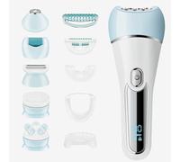 LIHOBI Epilatore da donna, 6 in 1, epilatore, rasoio, rasoio viso, massaggio viso ed esfoliante per il corpo, IPX7, impermeabile, ricaricabile, 2 velocità, Bianco