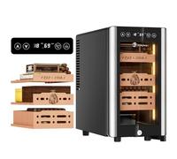 LIHTUN Humidor elettrico da 25 litri per 150 sigari, raffreddamento termoelettrico, temperatura e umidità regolabili, display digitale, 3 ripiani rimovibili in cedro, chiusura di sicurezza, regalo per