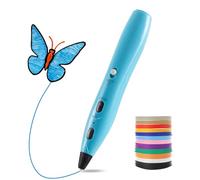 LIHUACHEN RPC200B Set di penna 3D, incluso filamento in plastica PLA a 12 colori, compatibile con filamento PLA, adatto per lavori fai artigianali. (blu)