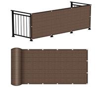 LIHUANE Copri Ringhiera Balcone 140 x 180 cm Protezione UV, Antivento Telo Balcone Ringhiera con Occhielli e Fascetta per Giardino, Patio, Pergola, Giardino, Cortile, Marrone