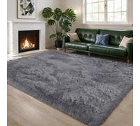 LIHUANE Tappeto Peluche 220 x 220 cm Morbido e Resistente Tappeto da Esterni Robusto Rettangolare per Il Soggiorno, La Cameretta Dei Bambini, La Camera da Letto, Grigio Scuro
