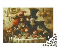 lihuogongsio Halloween 1000 Jigsaw Puzzle Puzzle Giochi Rilassamento E Intelligence Hatter Family Puzzle Arte Educativo Idea Regalo Riduzione Dello Stress Multicolore 1000pcs (75x50cm)