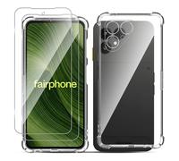 LiiLaa Per Fairphone 6 per vetro temperato con custodia, 2 pellicole protettive e 1 custodia per cellulare, durezza 9H, sottile in silicone TPU, non ingiallisce, resistente agli urti, trasparente