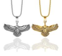 Liitata 2 collane con ciondolo a forma di aquila con ciondolo a forma di aquila, per uomini e donne - oro argento